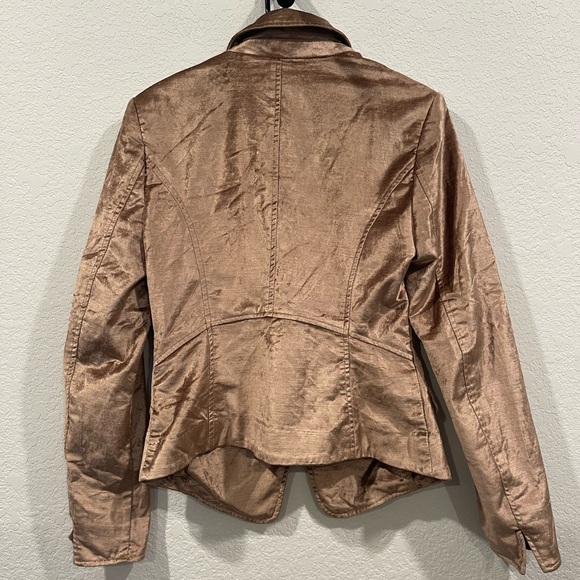 Free People Golden Tan Velvet One Button Blazer Size Small - Picture 3 of 3